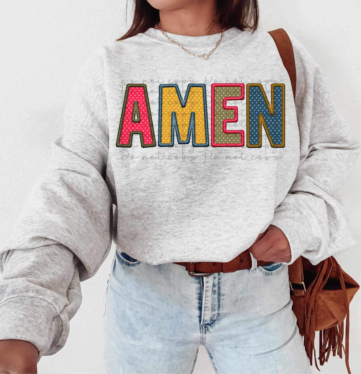 Amen with embroidery and polka dots 11639 DTF TRANSFER
