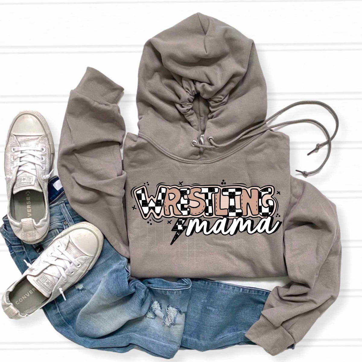 Wrestling mama tan checkered (CSC) 84399 DTF transfer