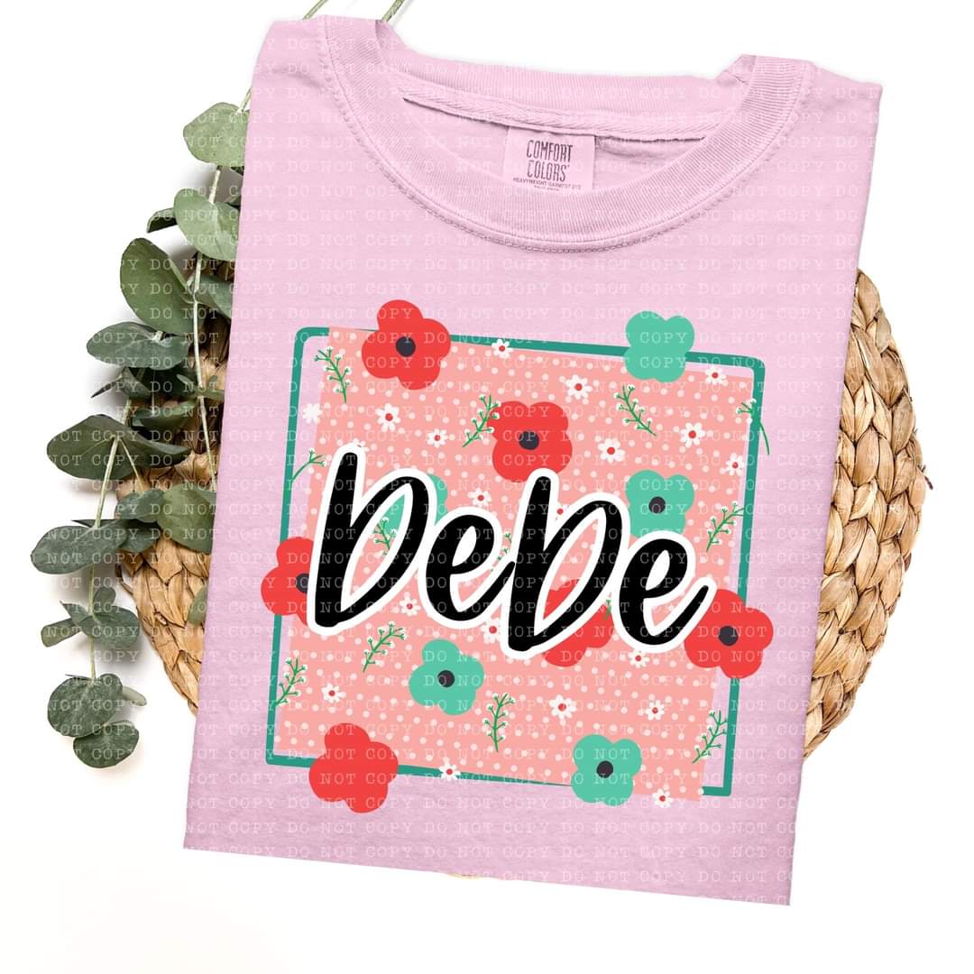 Dede frame with red and green flowers (ECHT) 33770 DTF transfer