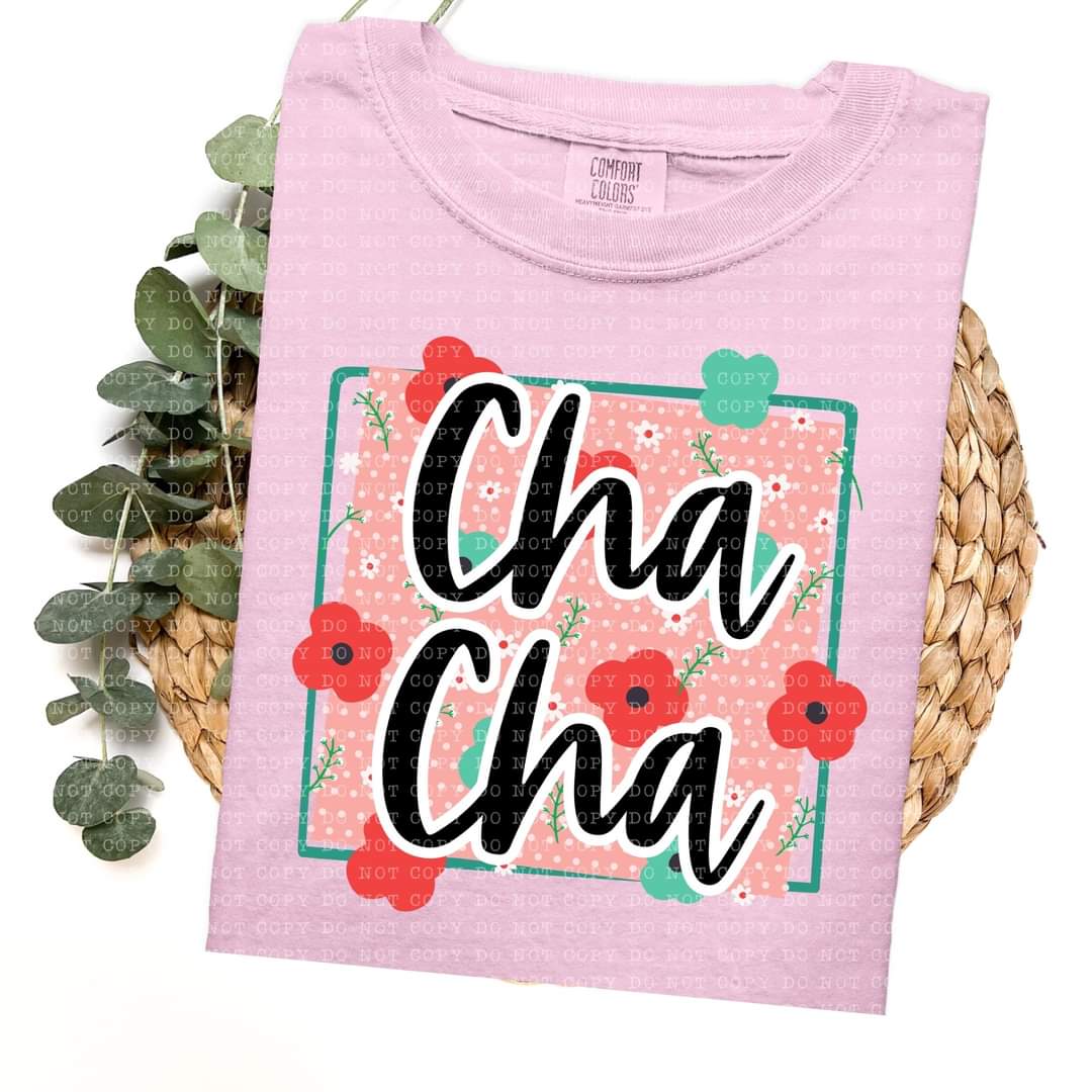 Chacha frame with red and green flowers (ECHT) 33771 DTF transfer