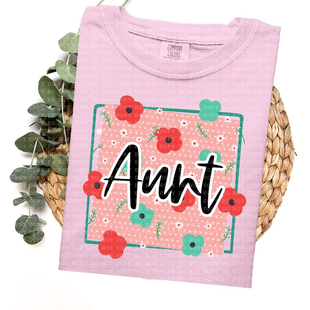 Aunt frame with red and green flowers (ECHT) 33773 DTF transfer