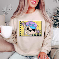 Freezing season (frame with skull in BLUE AND PURPLE HAT with yellow background) 11694 DTF TRANSFER