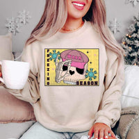 Freezing season (frame with skull in pink hat with yellow background) 11693 DTF TRANSFER