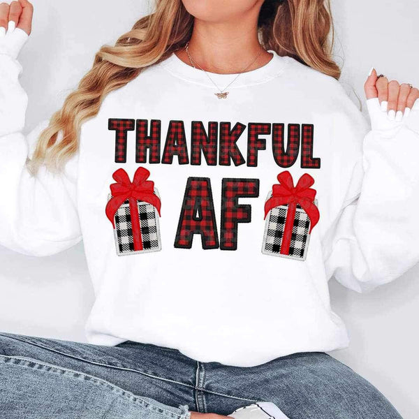 Thankful af (buffalo plaid with gifts) 11692 DTF TRANSFER