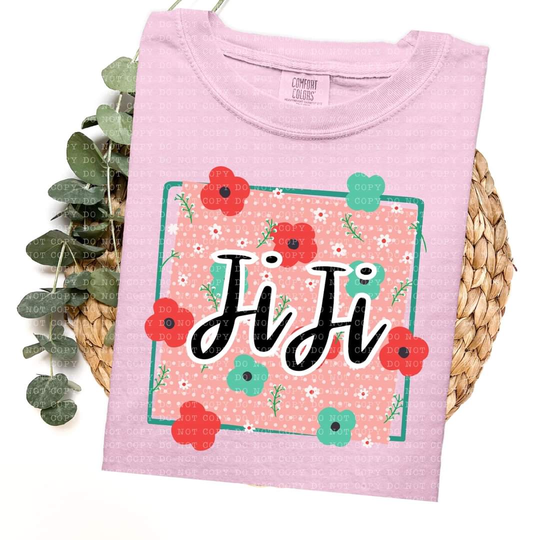 Jiji frame with red and green flowers (ECHT) 33759 DTF transfer