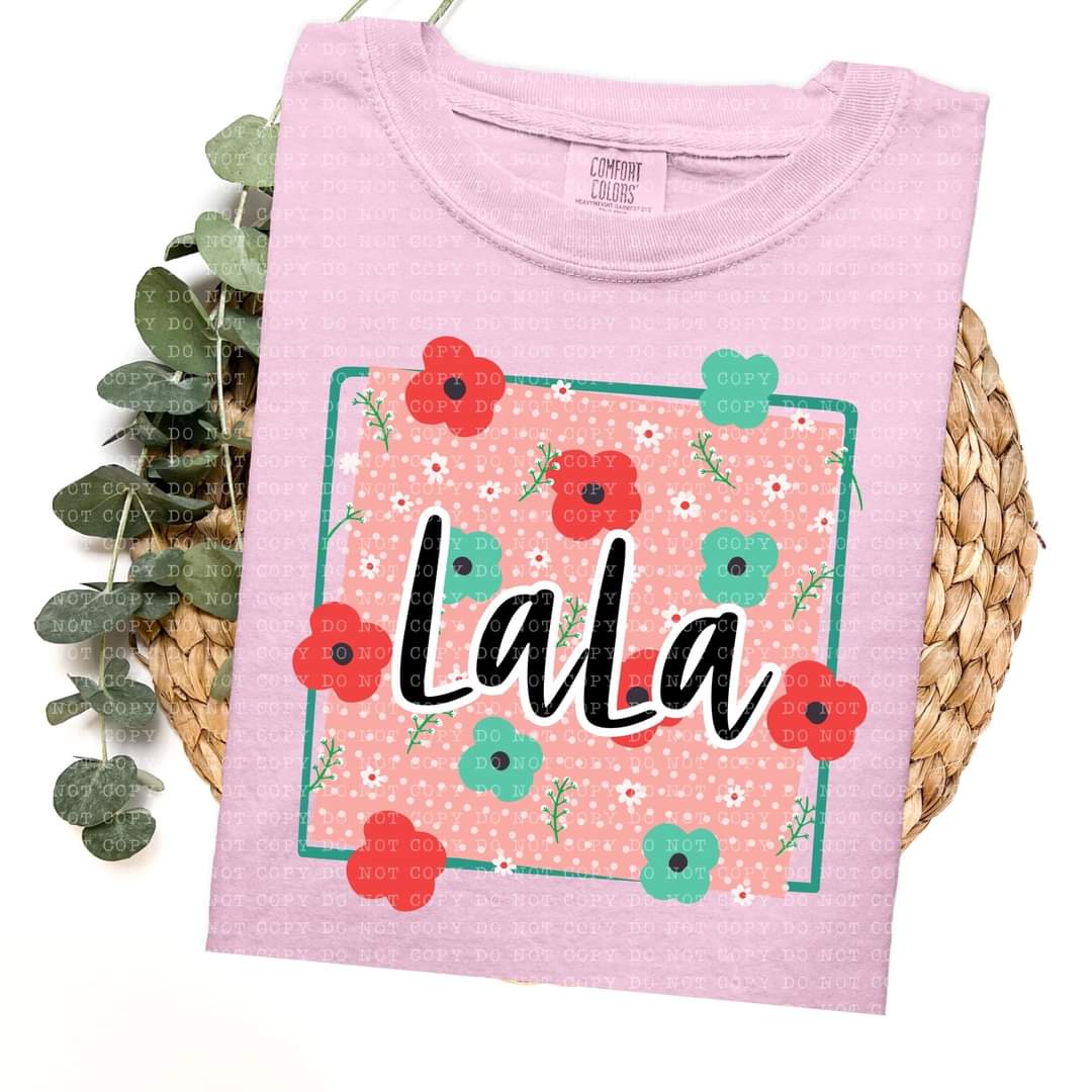 Lala frame with red and green flowers (ECHT) 33756 DTF transfer