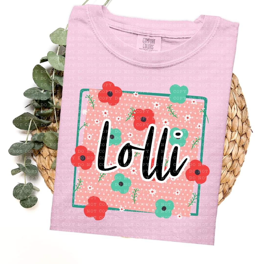 Lolli frame with red and green flowers (ECHT) 33753 DTF transfer