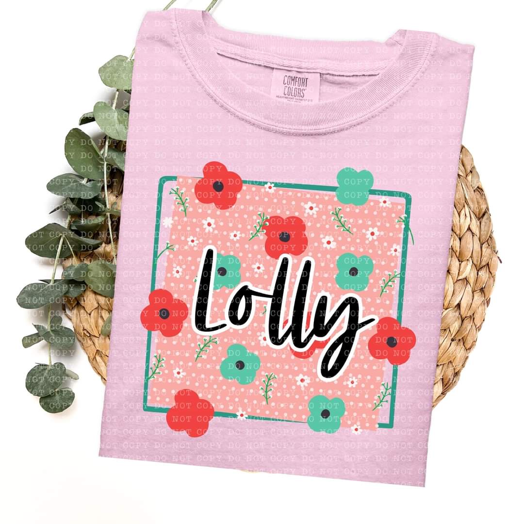 Lolly frame with red and green flowers (ECHT) 33755 DTF transfer