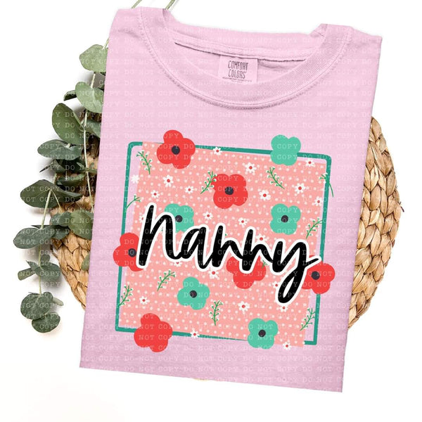 Nanny frame with red and green flowers (ECHT) 33736 DTF transfer