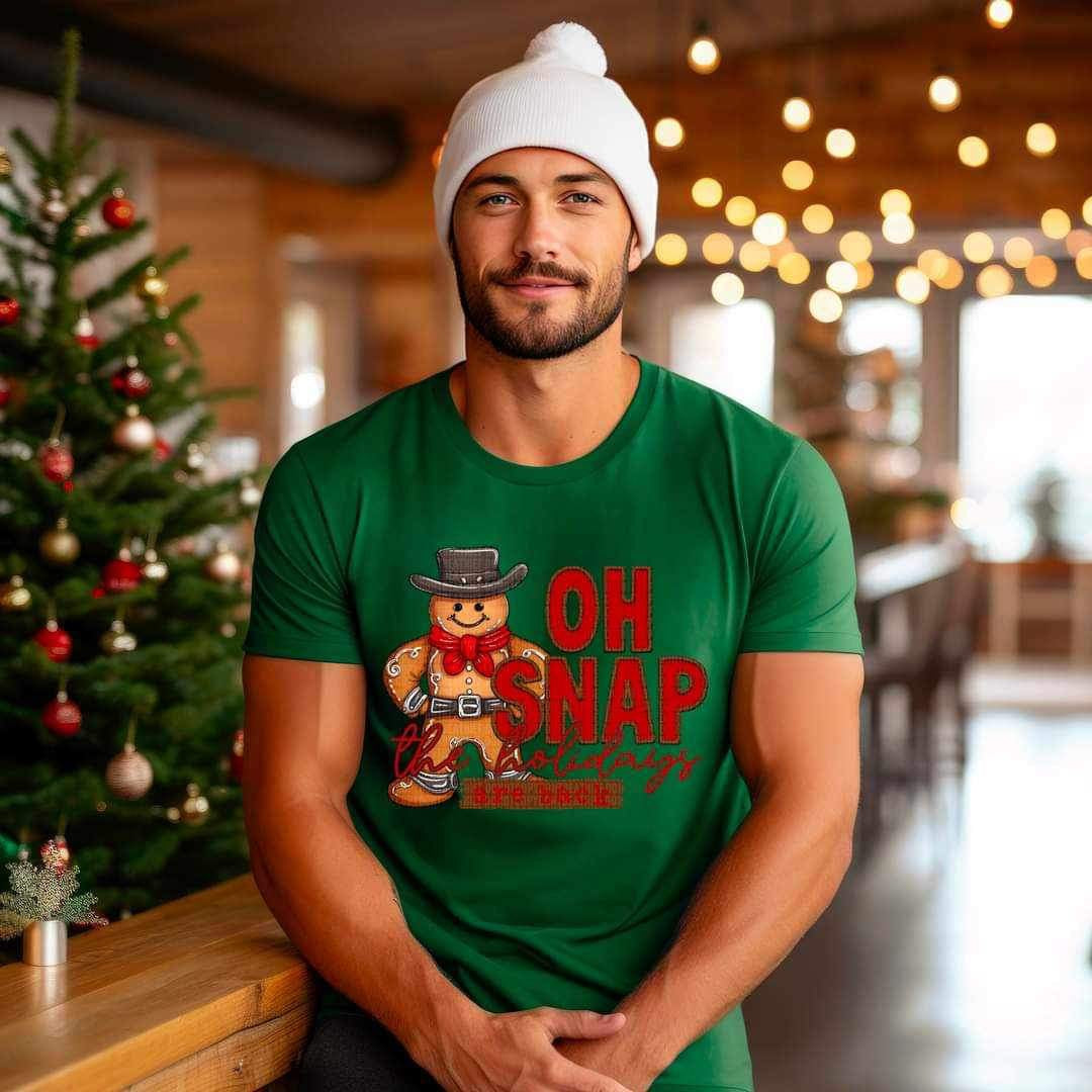 Oh snap the holidays are here (cowboy gingerbread man) 11822 DTF transfer