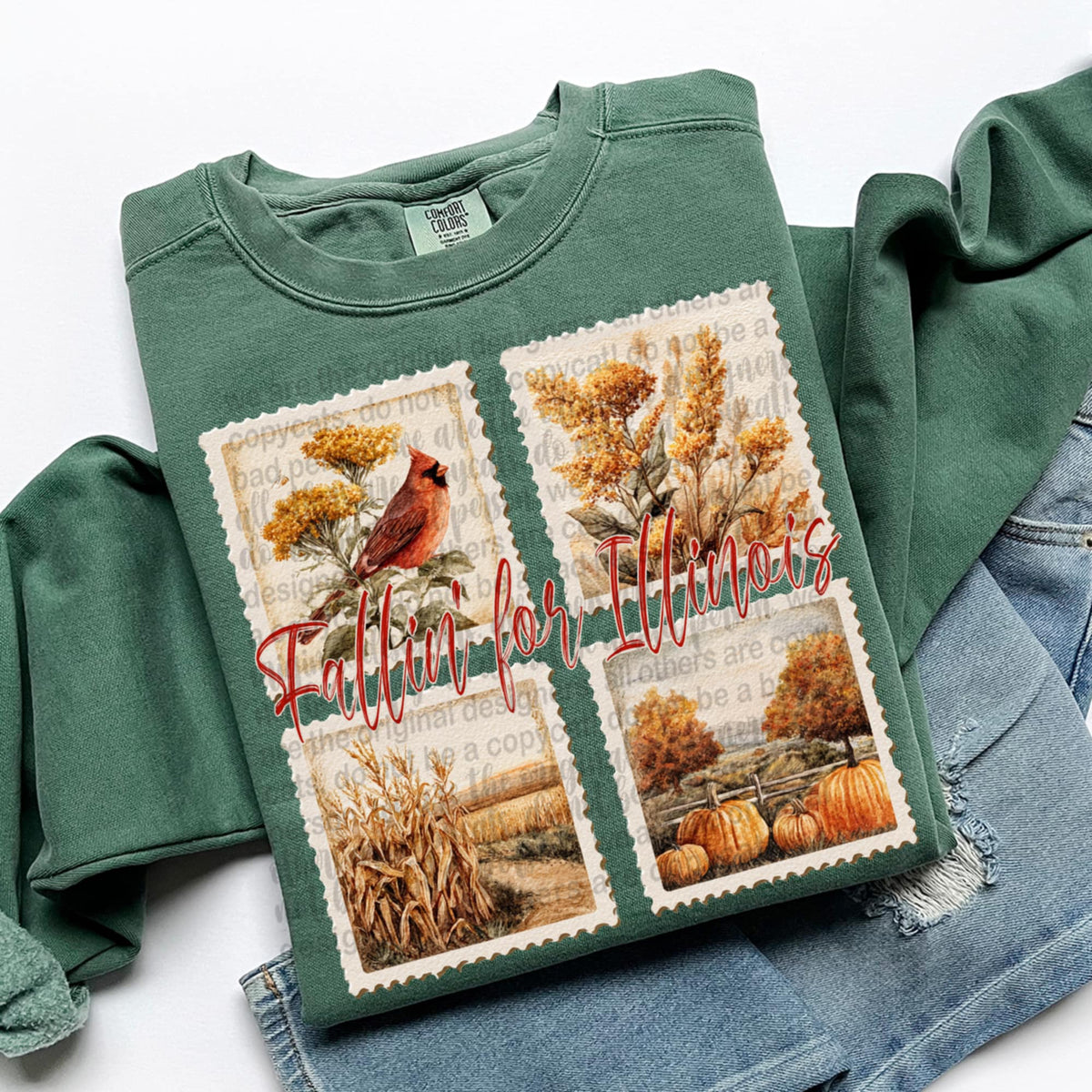 Falling For Illinois Fall Stamps (TTD) DTF transfer