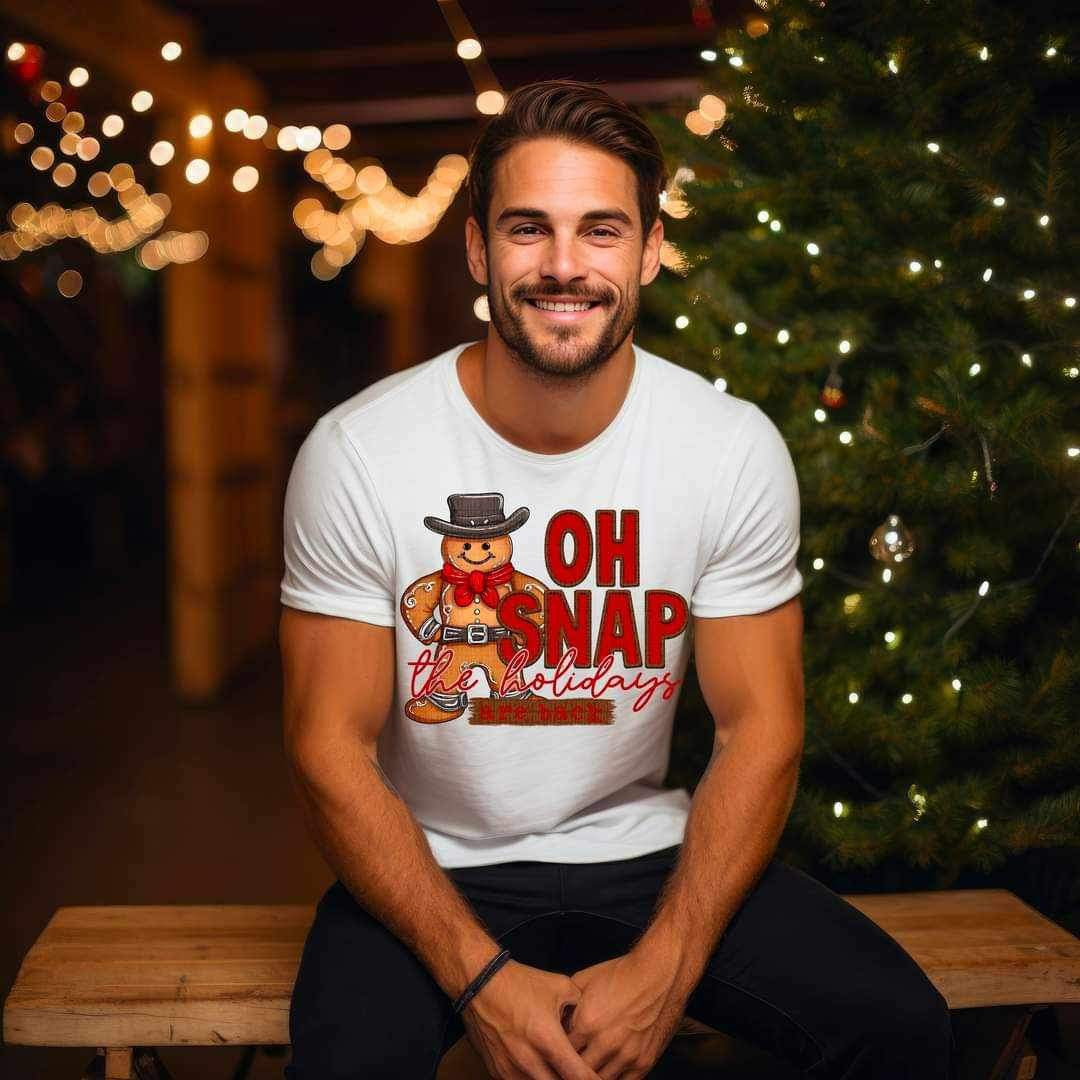 Oh snap the holidays are here (cowboy gingerbread man) 11822 DTF transfer