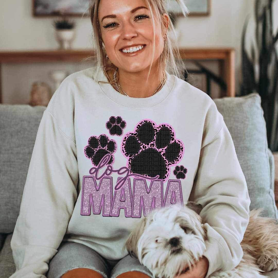Mama PURPLE sequin with dog paws 11821 DTF transfer