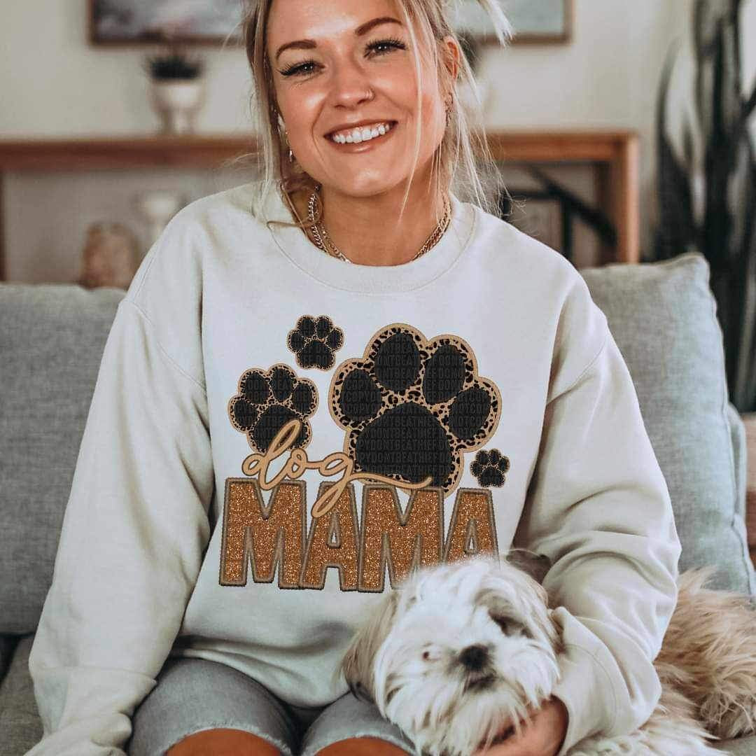Mama sequin with dog paws 11820 DTF transfer