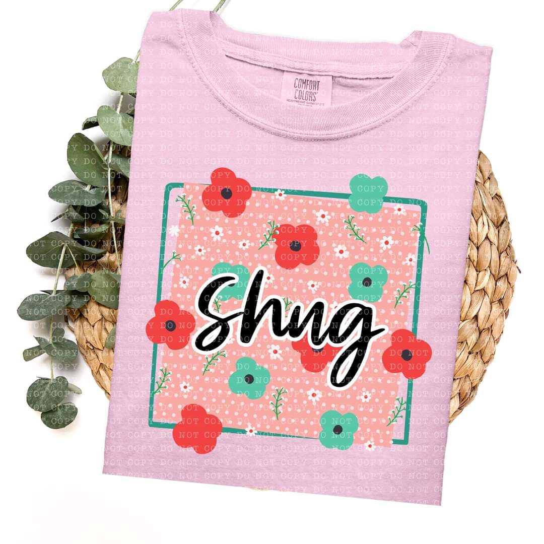 Shug frame with red and green flowers (ECHT) 33726 DTF transfer