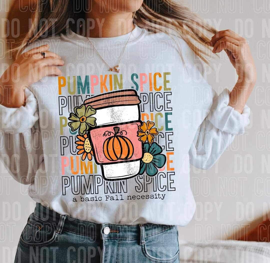 Pumpkin spice stacked (latte with pumpkin and flowers) 11807 DTF transfer