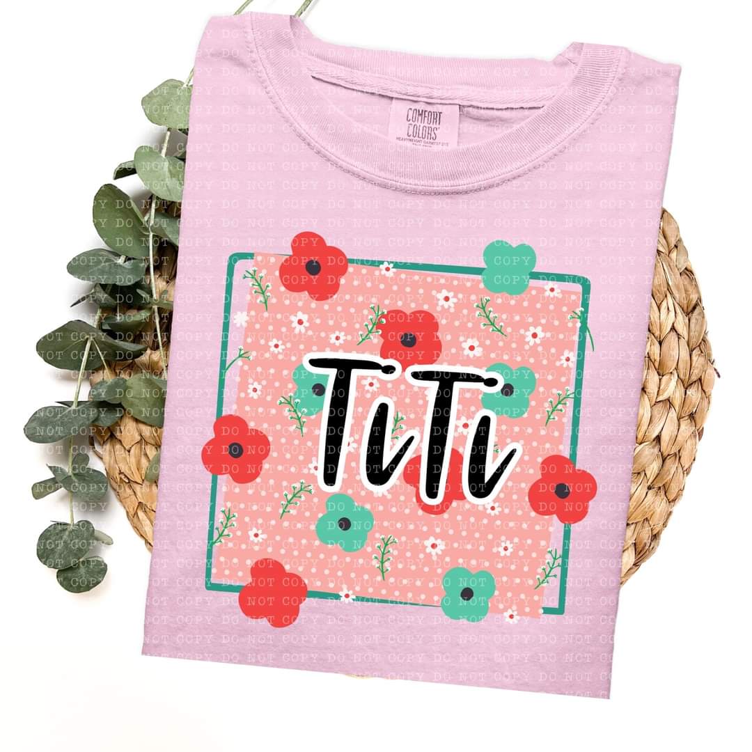 Titi frame with red and green flowers (ECHT) 33721 DTF transfer