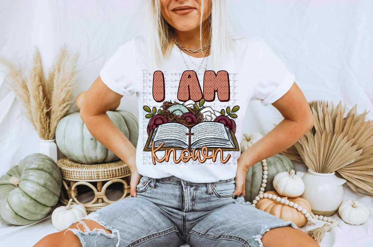 I am known (book with purple, blue, and white roses) 11803 DTF transfer