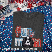 Fur mom fur black white cocker spaniel patriotic embroidery 33804 DTF transfer