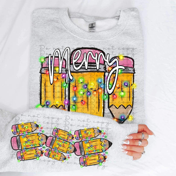 Pencils and Christmas lights SLEEVE ONLY 11787 DTF transfer