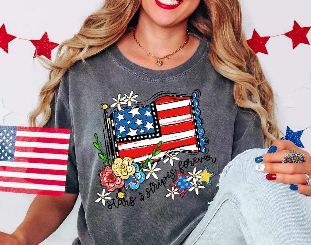 Stars and stripes forever flag 33793 DTF transfer