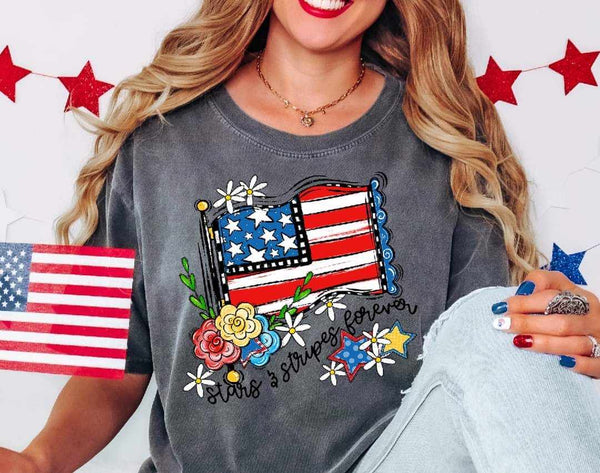 Stars and stripes forever flag 33793 DTF transfer