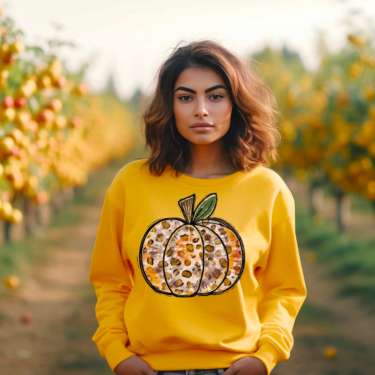 Leopard and orange round pumpkin (SDD) 33813 DTF transfer