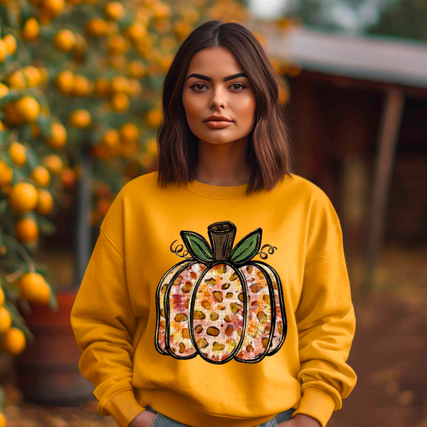 Leopard and orange square pumpkin (SDD) 33814 DTF transfer