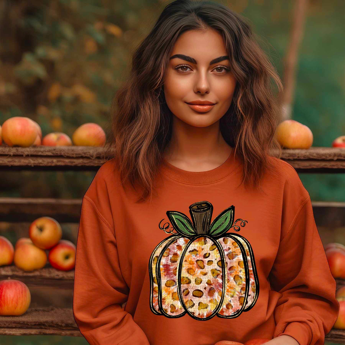 Leopard and orange square pumpkin (SDD) 33814 DTF transfer
