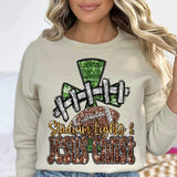 Stadium lights & Jesus Christ (Sequin green crosse, football stripe, and football  11758 DTF transfer