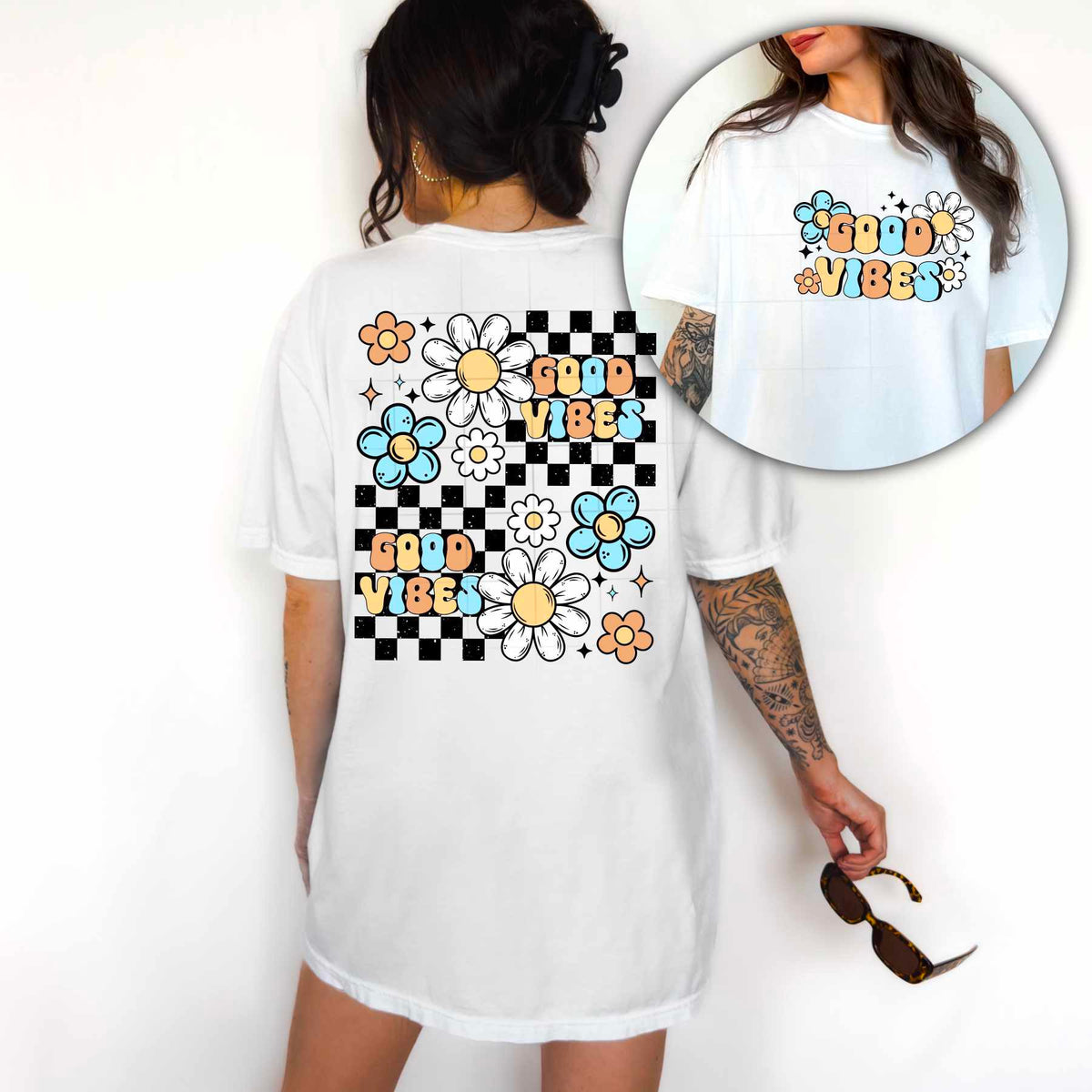 Good vibes groovy collage BACK (CSC) 84415 DTF transfer