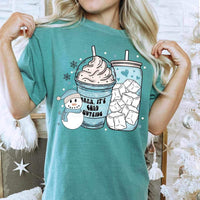 Brr its cold outside (blue drinks and snowman) 11768 DTF transfer