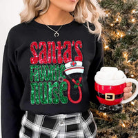 Santas favorite nurse (red and green sequin font with nurse hat and stethoscope) 11752 DTF transfer