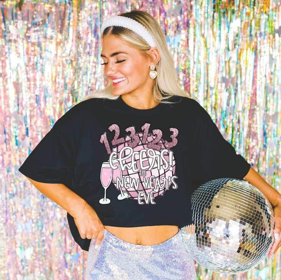123 123 cheers to new years eve (disco ball and champagne) 11759 DTF transfer