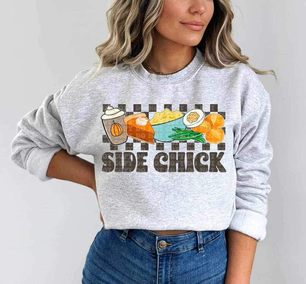 Side chick (thanksgiving food with checkered background) 11797 DTF transfer