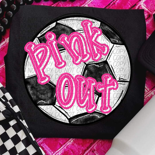 Pink out soccer 53629 DTF transfer