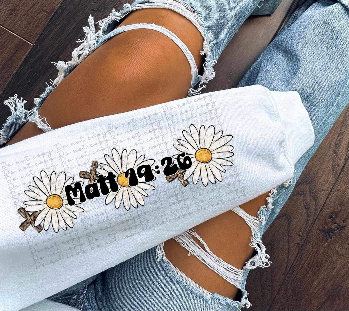 Matt 19:26 with crosses and sunflowers SLEEVE 11856 DTF transfer