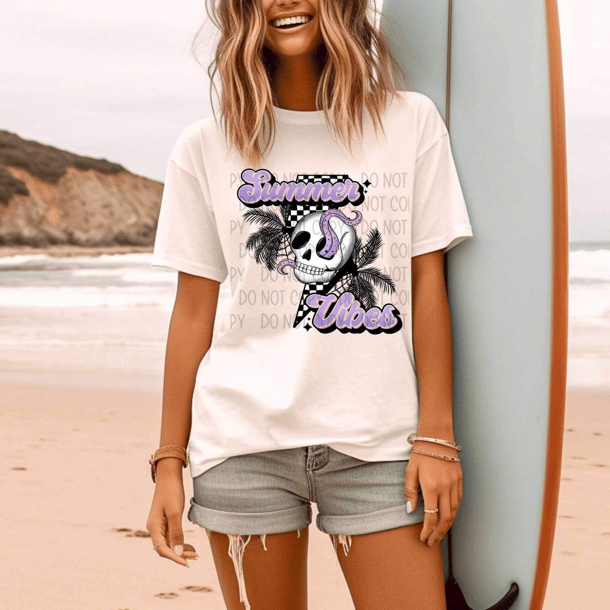 Summer vibes skull (SWD) 24942 DTF transfer