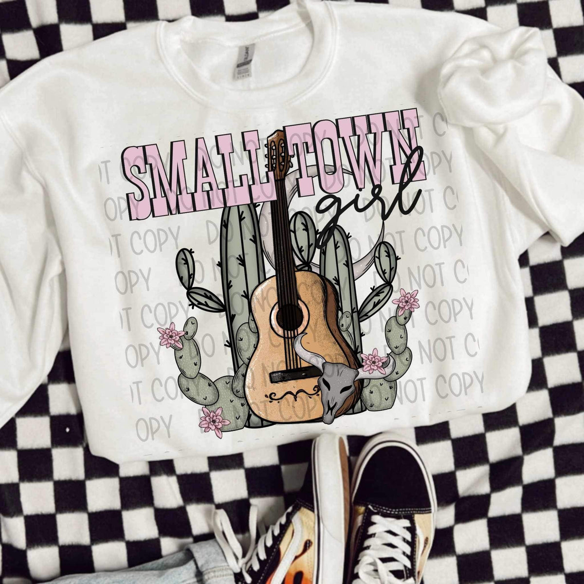 Small town girl guitar cacti (SWD) 24922 DTF transfer