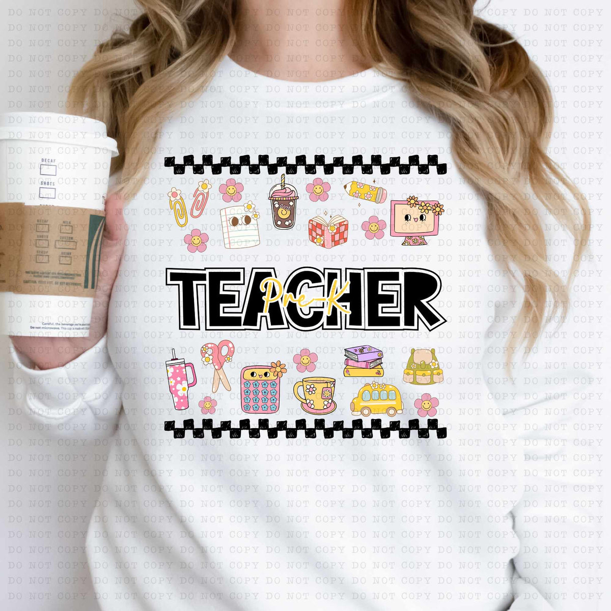 Pre-k teacher retro teacher items (ECHT) 53655 DTF transfer