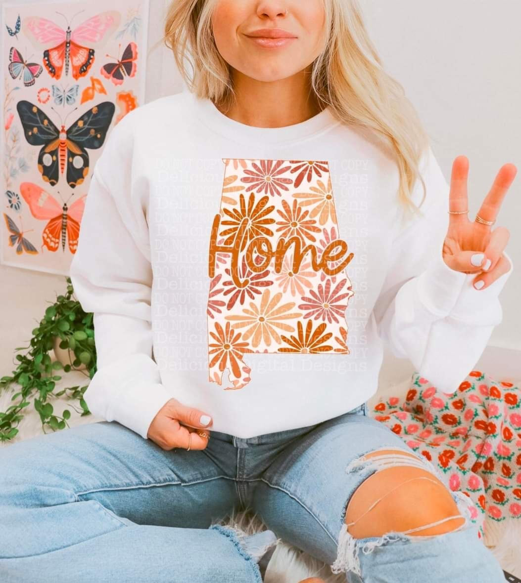 Home floral state Alabama (DDD) 33926 DTF transfer