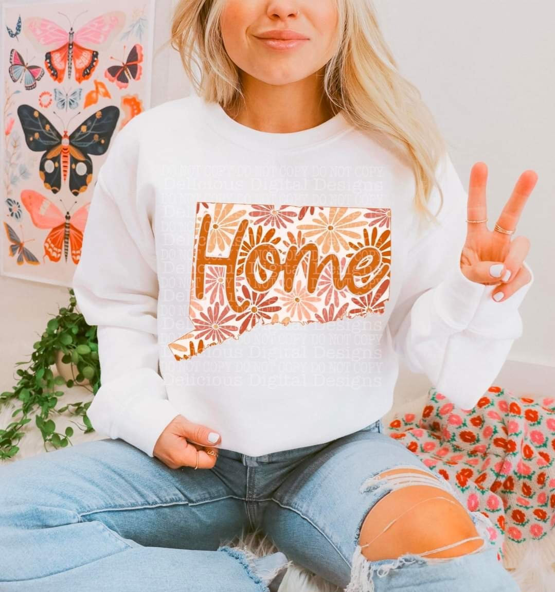 Home floral state connecticut (DDD) 33927 DTF transfer