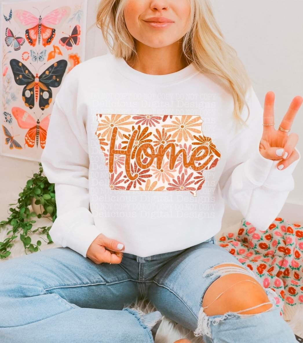 Home floral state Iowa (DDD) 33915 DTF transfer