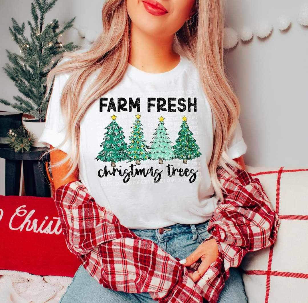 Farm fresh Christmas trees (four trees) 11875 DTF Transfer