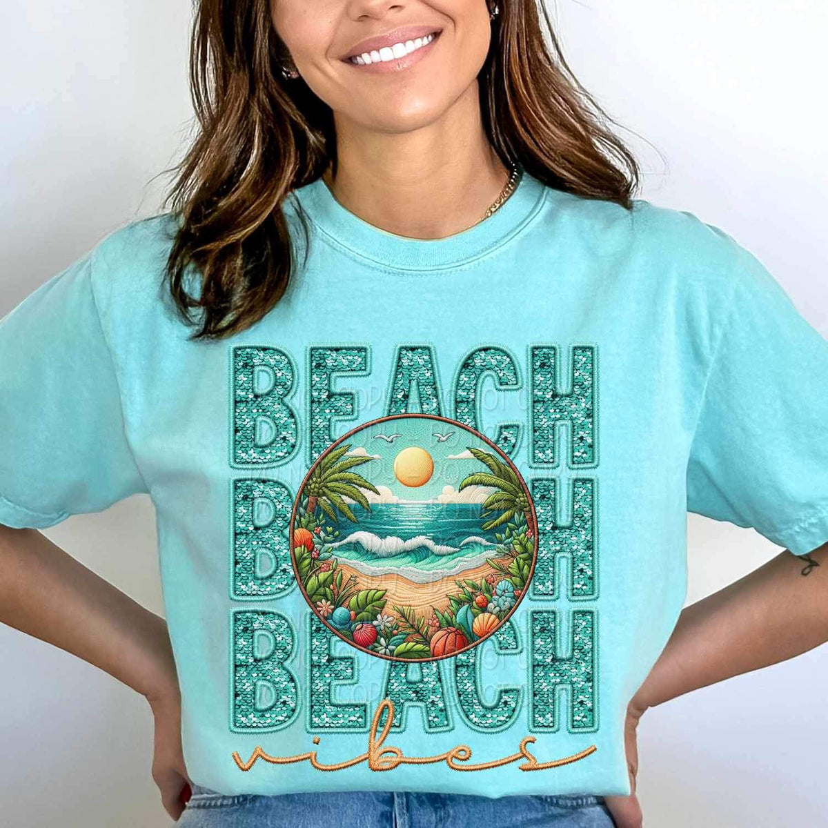 Beach vibes stacked 24958 DTF transfer