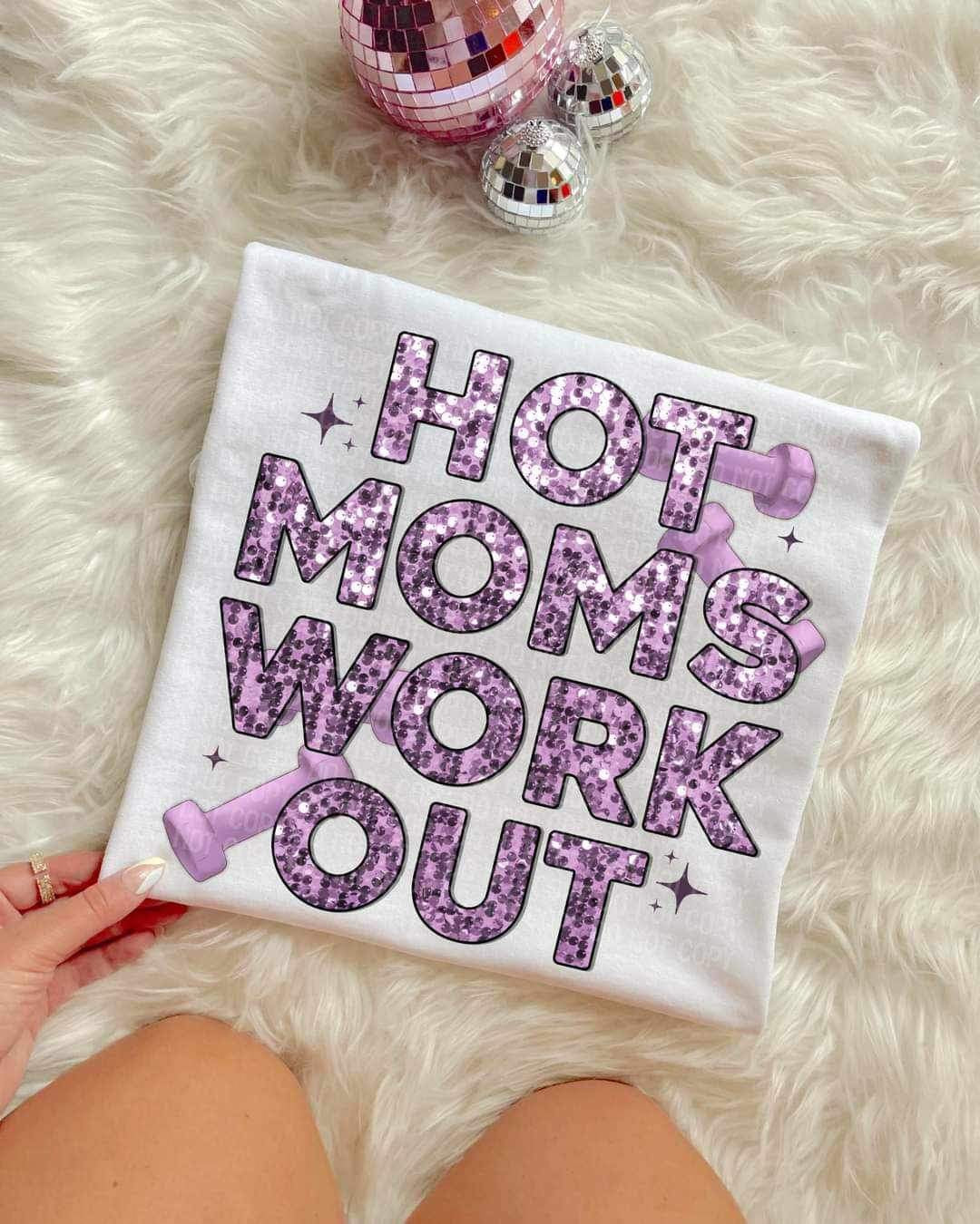 Hot moms work out (purple sequin) 11871 DTF Transfer