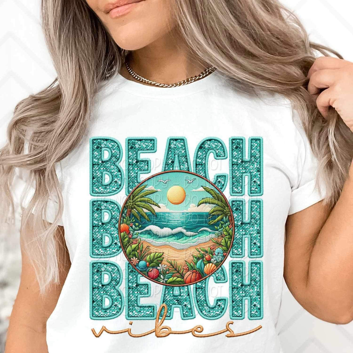 Beach vibes stacked 24958 DTF transfer