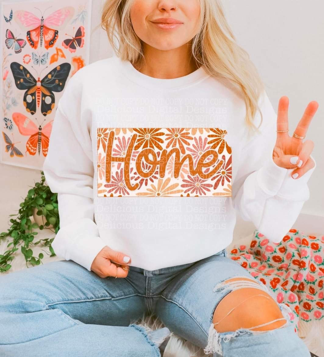 Home floral state Kansas (DDD) 33910 DTF transfer