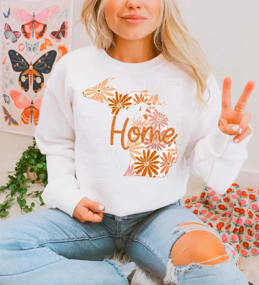 Home floral state Michigan (DDD) 33929 DTF transfer