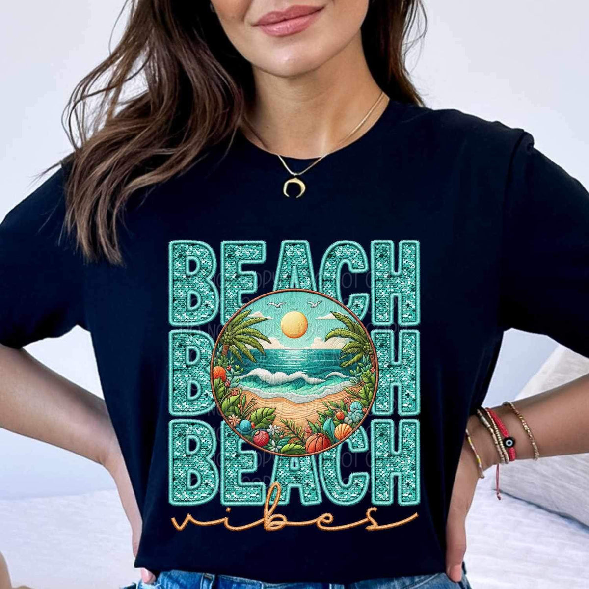 Beach vibes stacked 24958 DTF transfer